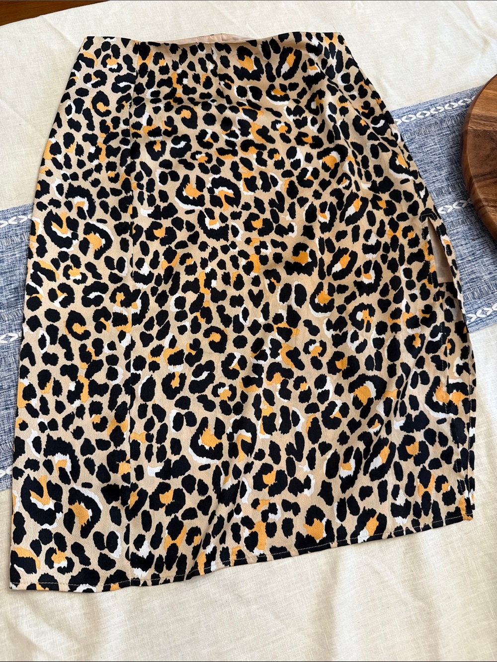 Leopard Print Pencil Skirt - Beige, Black & Gold